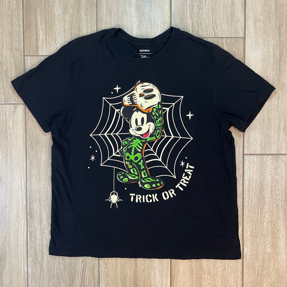 Disney Mickey Mouse Halloween Glow Graphic Tee XL Trick Or Treat Shirt